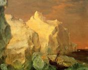 弗雷德里克 埃德温 丘奇 : Icebergs and Wreck in Sunset